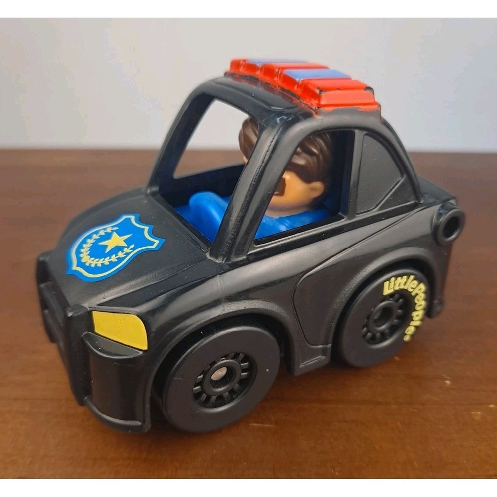 Fisher Price Little People Wheelies Police Car Driver 2019 Black Vehicle